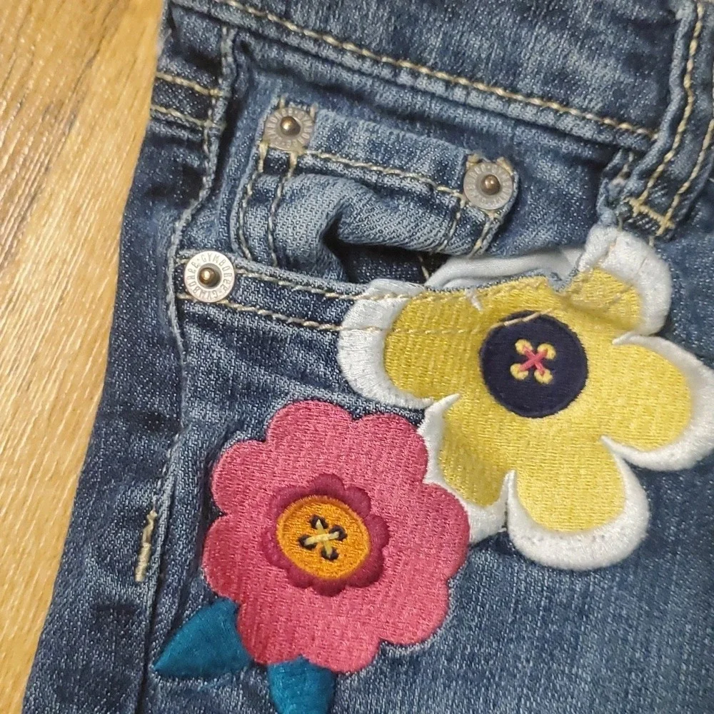 Gymboree Girls‎ Button and Floral Matching Outfit- Navy Sweatshirt and Jeans